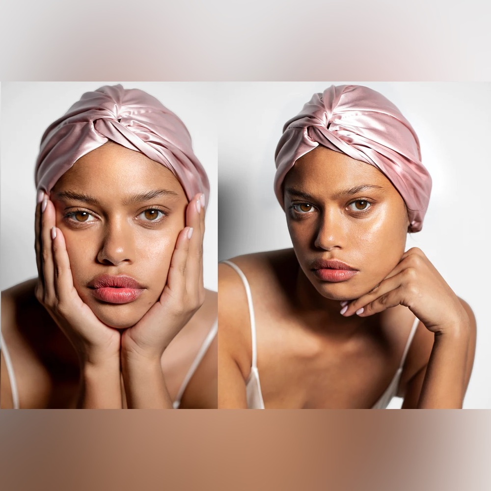 slip Silk Turban in Pink